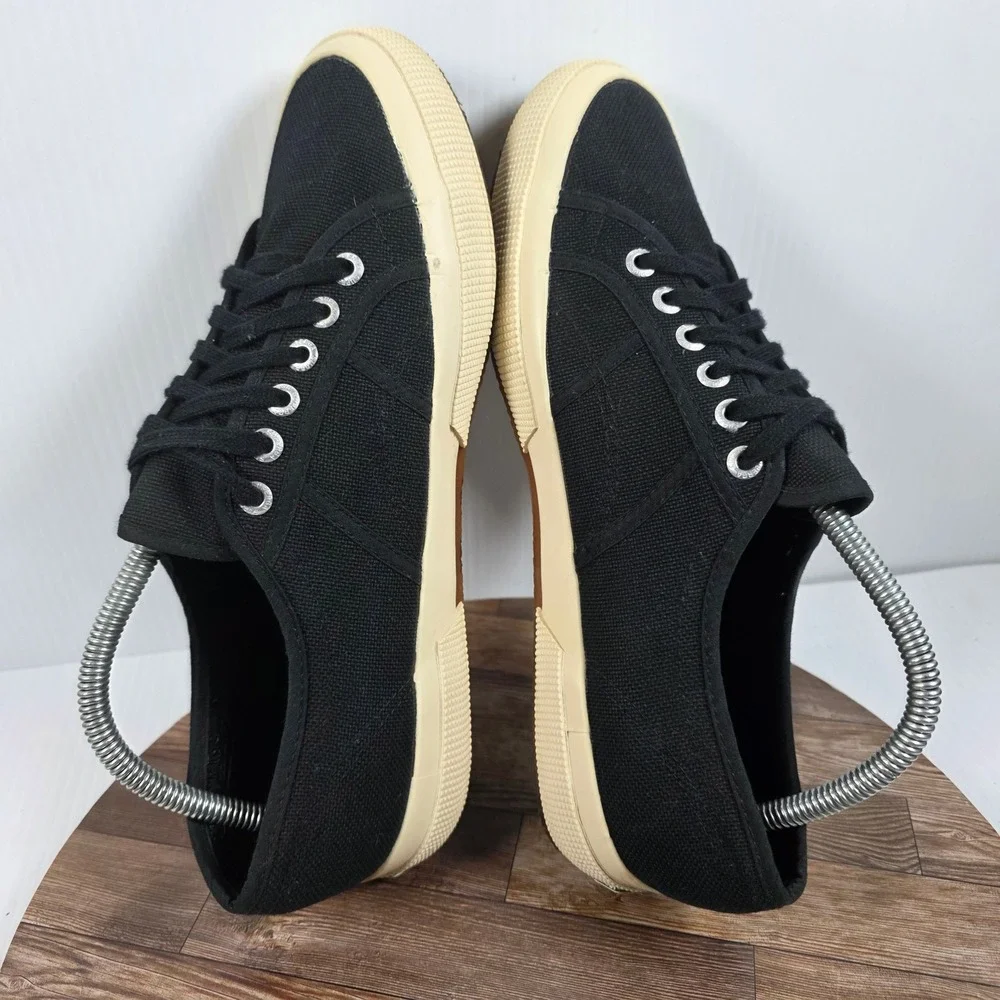 Superga 2750 Cotu Classic Sneakers M9.5/W11.5 Black Canvas Low Top Lace Up Shoes